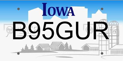 B95GUR Iowa License Plate