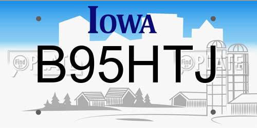 B95HTJ Iowa License Plate