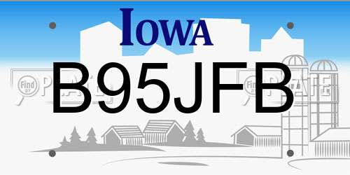B95JFB Iowa License Plate