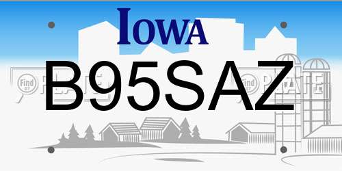 B95SAZ Iowa License Plate