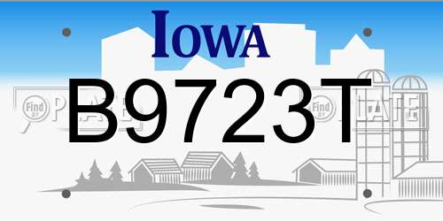 B9723T Iowa License Plate