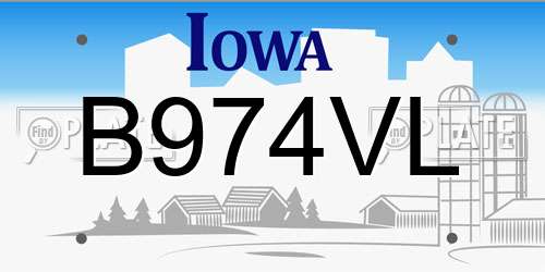 B974VL Iowa License Plate