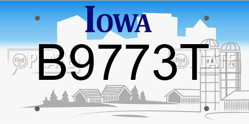 B9773T Iowa License Plate