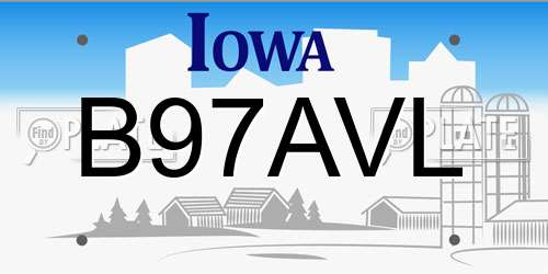 B97AVL Iowa License Plate