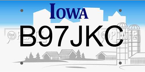 B97JKC Iowa License Plate