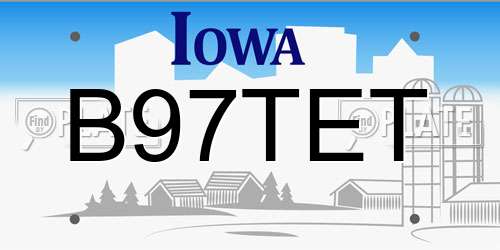 B97TET Iowa License Plate