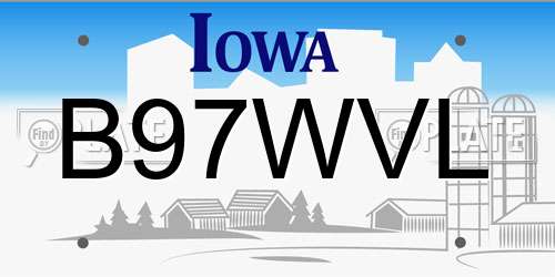 B97WVL Iowa License Plate