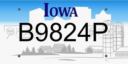 B9824P Iowa License Plate