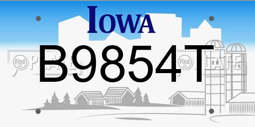 B9854T Iowa License Plate