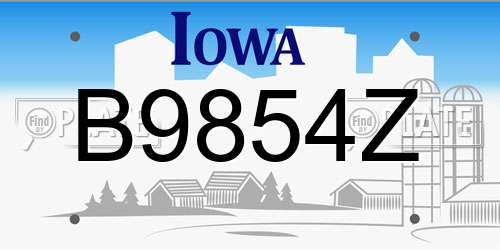 B9854Z Iowa License Plate