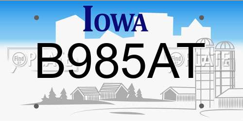 B985AT Iowa License Plate