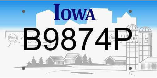B9874P Iowa License Plate