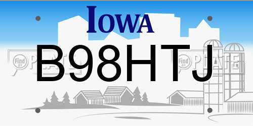 B98HTJ Iowa License Plate