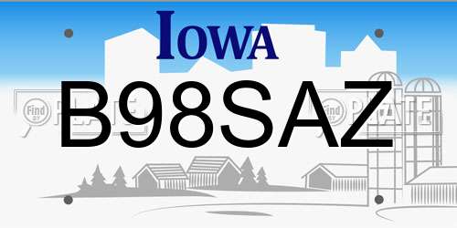 B98SAZ Iowa License Plate