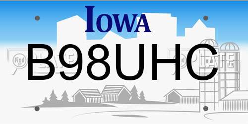 B98UHC Iowa License Plate