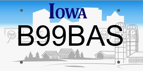 B99BAS Iowa License Plate