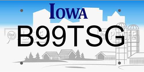 B99TSG Iowa License Plate