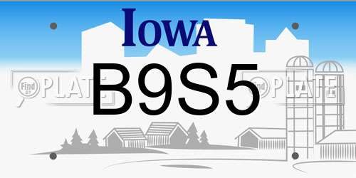 B9S5 Iowa License Plate