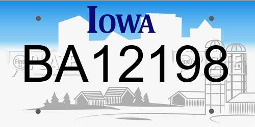 BA12198 Iowa License Plate