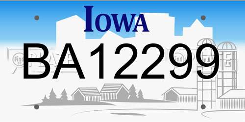 BA12299 Iowa License Plate