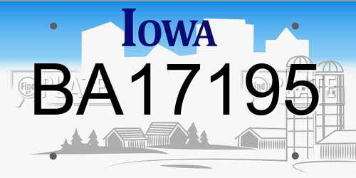 BA17195 Iowa License Plate