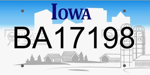 BA17198 Iowa License Plate