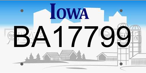 BA17799 Iowa License Plate