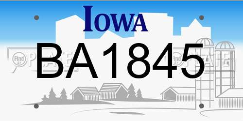 BA1845 Iowa License Plate