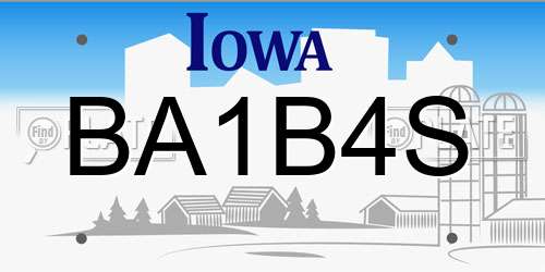 BA1B4S Iowa License Plate