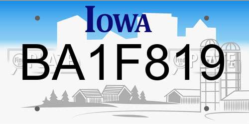 BA1F819 Iowa License Plate