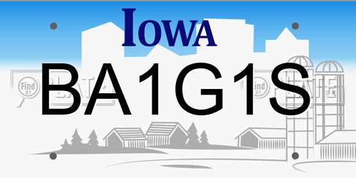 BA1G1S Iowa License Plate