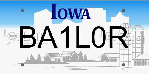 BA1L0R Iowa License Plate