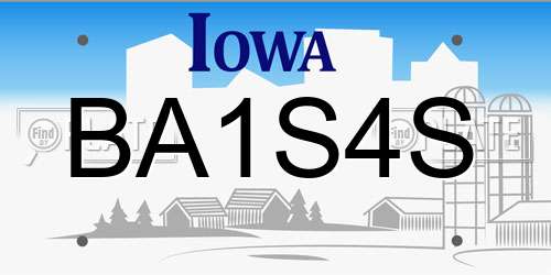 BA1S4S Iowa License Plate
