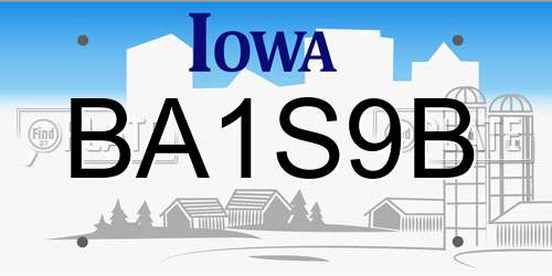 BA1S9B Iowa License Plate