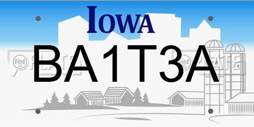 BA1T3A Iowa License Plate