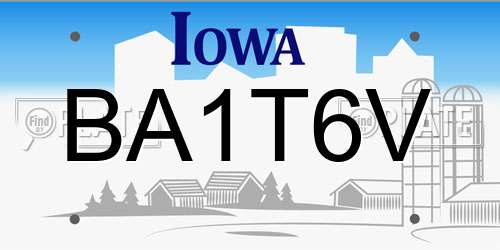 BA1T6V Iowa License Plate
