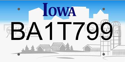 BA1T799 Iowa License Plate