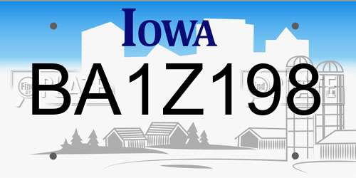 BA1Z198 Iowa License Plate