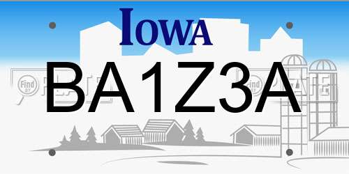 BA1Z3A Iowa License Plate