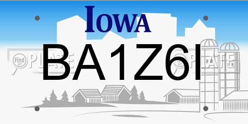 BA1Z6I Iowa License Plate