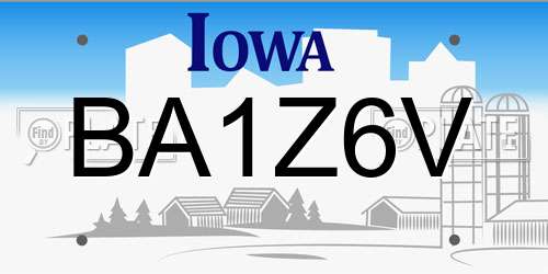BA1Z6V Iowa License Plate