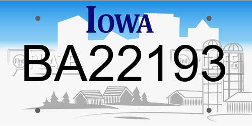 BA22193 Iowa License Plate