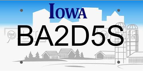 BA2D5S Iowa License Plate
