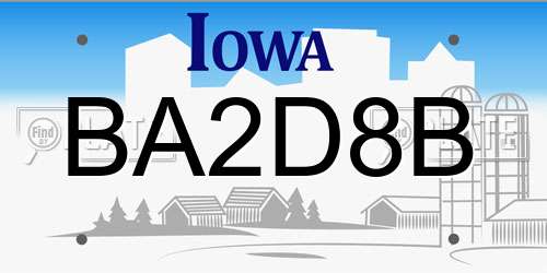 BA2D8B Iowa License Plate