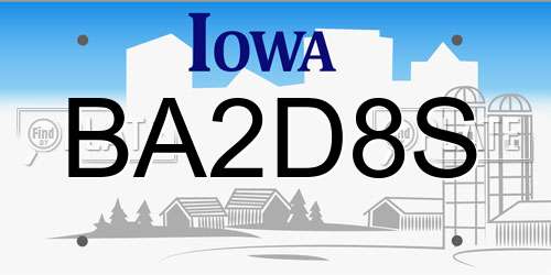 BA2D8S Iowa License Plate