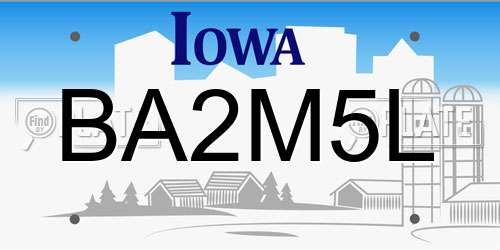 BA2M5L Iowa License Plate