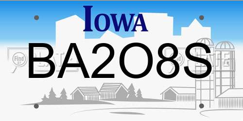 BA2O8S Iowa License Plate