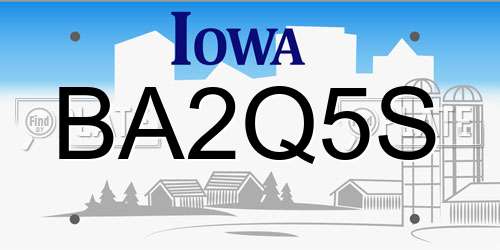 BA2Q5S Iowa License Plate
