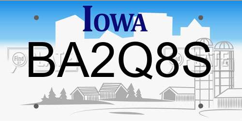 BA2Q8S Iowa License Plate