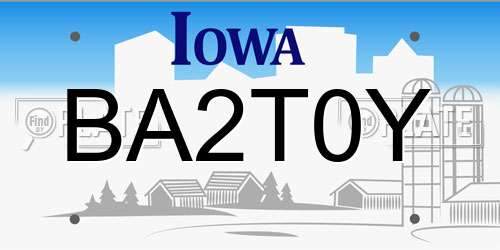 BA2T0Y Iowa License Plate